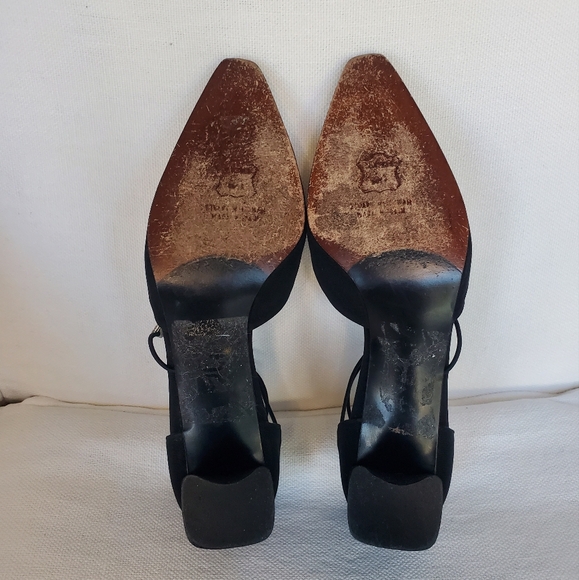 Stuart Weitzman 'Guipure' black strappy and crystal D'Orsay heels Size 6.5B - Picture 8 of 8